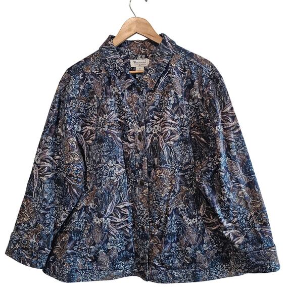 Vintage Westbound Jacket Womens 3X Blue Floral Tapestry Y2K Preppy Cottage - Picture 1 of 10